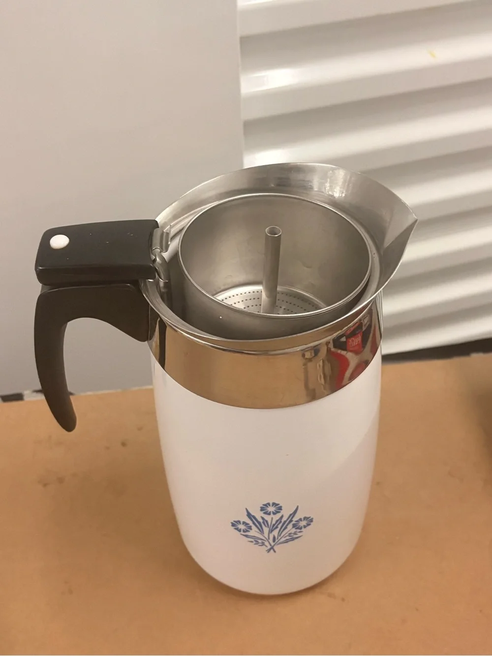 VINTAGE CORNING WARE BLUE CORNFLOWER 10 Cup stovetop Porcelain Pot percolator